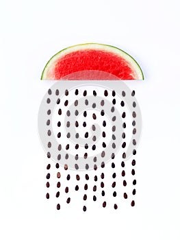 Weather concept, watermelon shape of rainy season. part of a wea