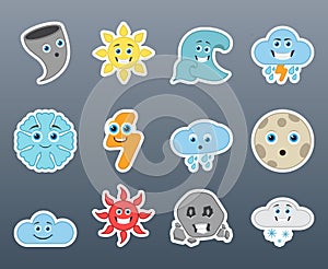 Weather conditions smile stickers set