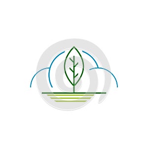 weather control climate change logo vector icon. simple shilhoutte of cloud and green elements for natural temperature change