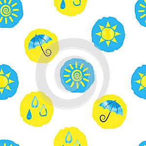 Weather dotted background. Seamless pattern with yellow and blue circles