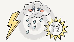 Weather Elements Lightning Cloud, Natural Phenomena, vector design Generative AI