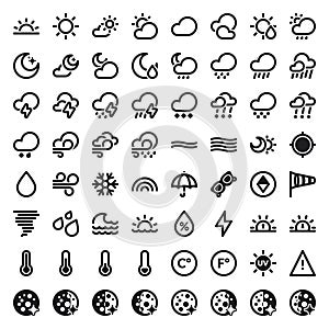 The Weather flat icons. Black photo