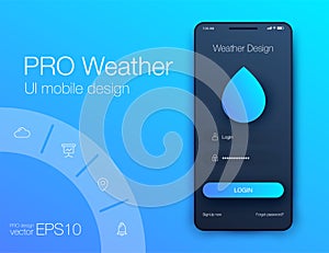 Weather Forecast App Ux Ui Design. Stock vector