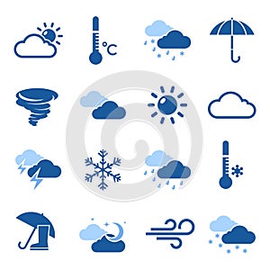 Weather Forecast Blue Icon Set