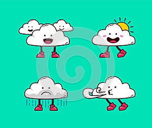 Weather forecast with cloud cartoon mascot illustration