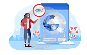 Weather forecast concept with a girl telling