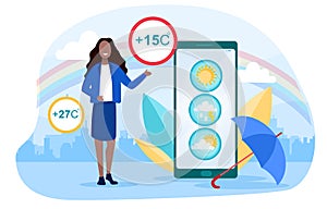Weather forecast concept with a girl telling