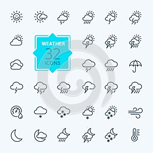 Weather forecast Icon set. Vector Illustration