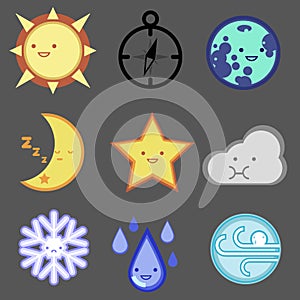 Weather forecast icon set for web design, mobile, internet ,app