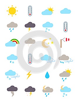 Weather forecast icons set