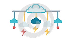 Weather Forecast Lightning Cloud Vector, vector design Generative AI
