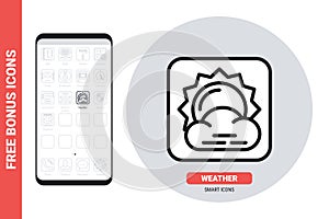 Weather forecast or metcast application icon for smartphone, tablet, laptop or other smart device with mobile interface