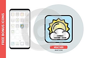 Weather forecast or metcast application icon for smartphone, tablet, laptop or other smart device with mobile interface