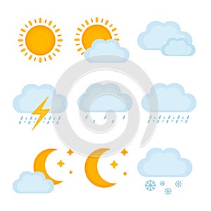 Weather forecast, metcast signs. Vector