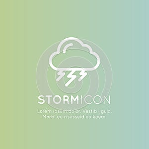 Weather Forecast Mobile and Web Application Button Symbol, Isolated Minimalistic Object, Rain, Thunderstorm, Storm