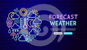 Weather Forecast Neon Banner Design