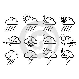 Weather forecast - outline web icon set