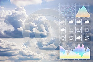 Weather forecast presentation report background with beautiful  clouds.