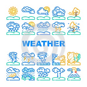 weather forecast rain sun cloud icons set vector