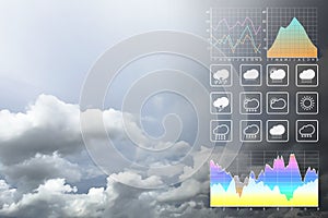 Weather forecast symbol data presentation with graph and chart.