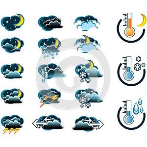 Weather Forecast vector icone set night