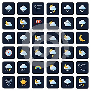 Weather forecast vector icons. Climate and meteo symbols photo