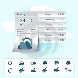 Weather forecast, widget, banner and symbols photo