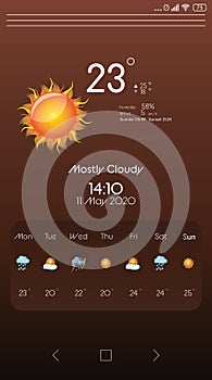 Weather forecast widget. Mobile application