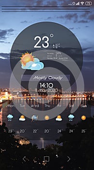 Weather forecast widget. Mobile application