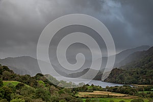 A weather front moving through Nant Gwynant and a choppy Llyn Gwynant in the Snowdonia National Park photo