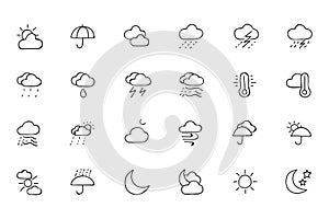 Weather Hand Drawn Doodle Icons 1