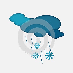 Weather Icon of the Cloudy Sky with Snow and Rain