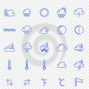 Weather Icon set. 25 Vector Icons Pack