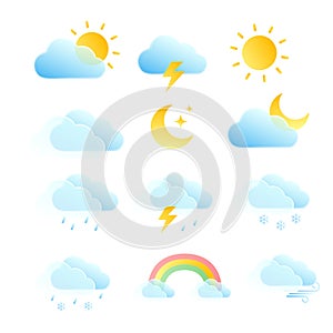 Weather icon set. 3d modern design.