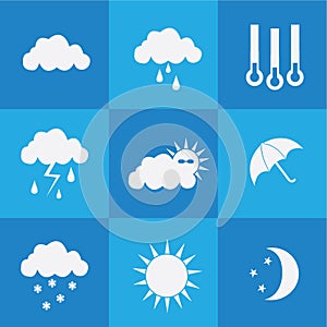 Weather icon set on blue background