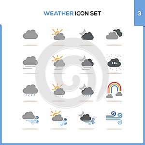 Weather icon set. Color icon set with round shadow. Third group. Vector illustration