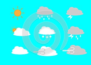 weather icon set for coloring book logo cartoon.