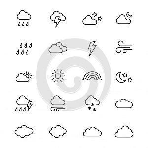 Weather icon set. Editable vector stroke