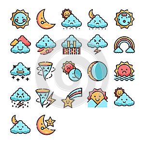 Weather icon set with full of color