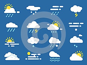 Weather icon set. Meteo symbols. Vector pictures in flat style