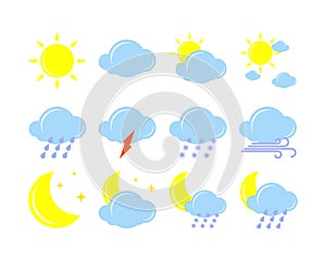 Weather icon set. Vector illustration.