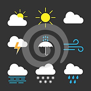 Weather icon set. Vector illustration, flat design