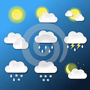 Weather icon set. Weather icons for web. Day and night for forecast design