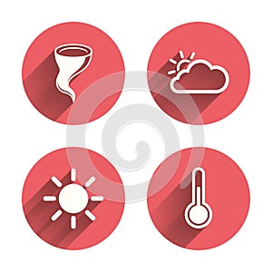 Weather icons. Cloud and sun. Storm symbol