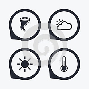 Weather icons. Cloud and sun. Storm symbol.