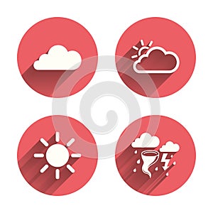 Weather icons. Cloud and sun. Storm symbol