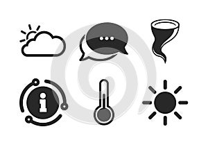 Weather icons. Cloud and sun. Storm symbol. Vector