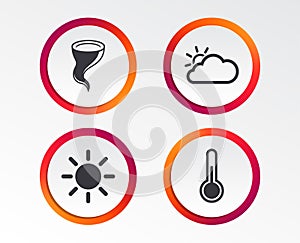 Weather icons. Cloud and sun. Storm symbol.