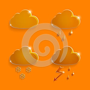 Weather icons Clouds of glass orange
