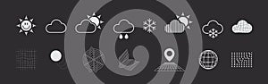 Weather icons. Retro futuristic elements for design. Geometric shapes. Vector illustration